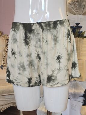 Aerie Super Soft Tie-dye Lounge Shorts SM White&Green